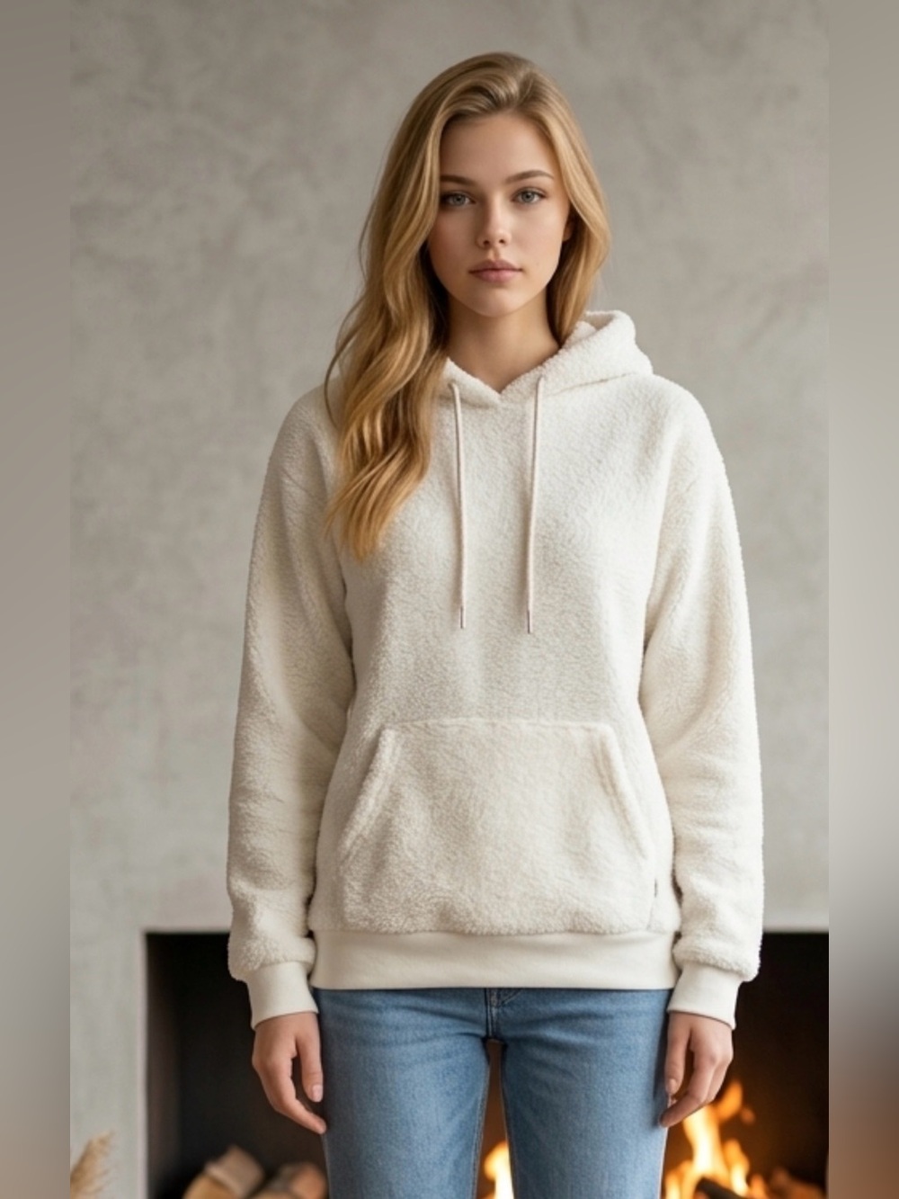 UGG Plush Sherpa Hoodie in Cream